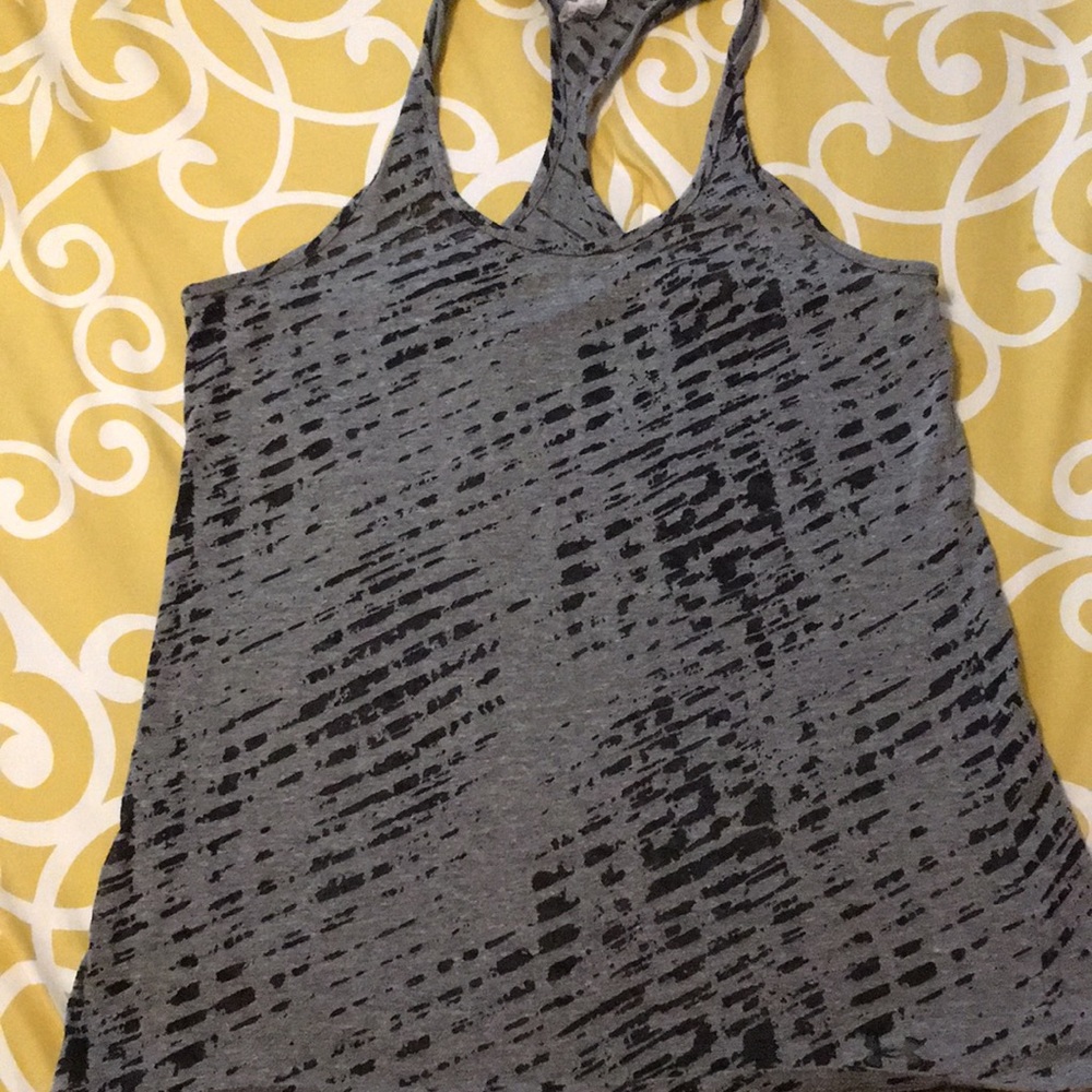 Grey and black under armor tank